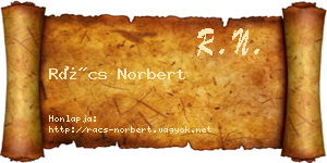 Rács Norbert névjegykártya